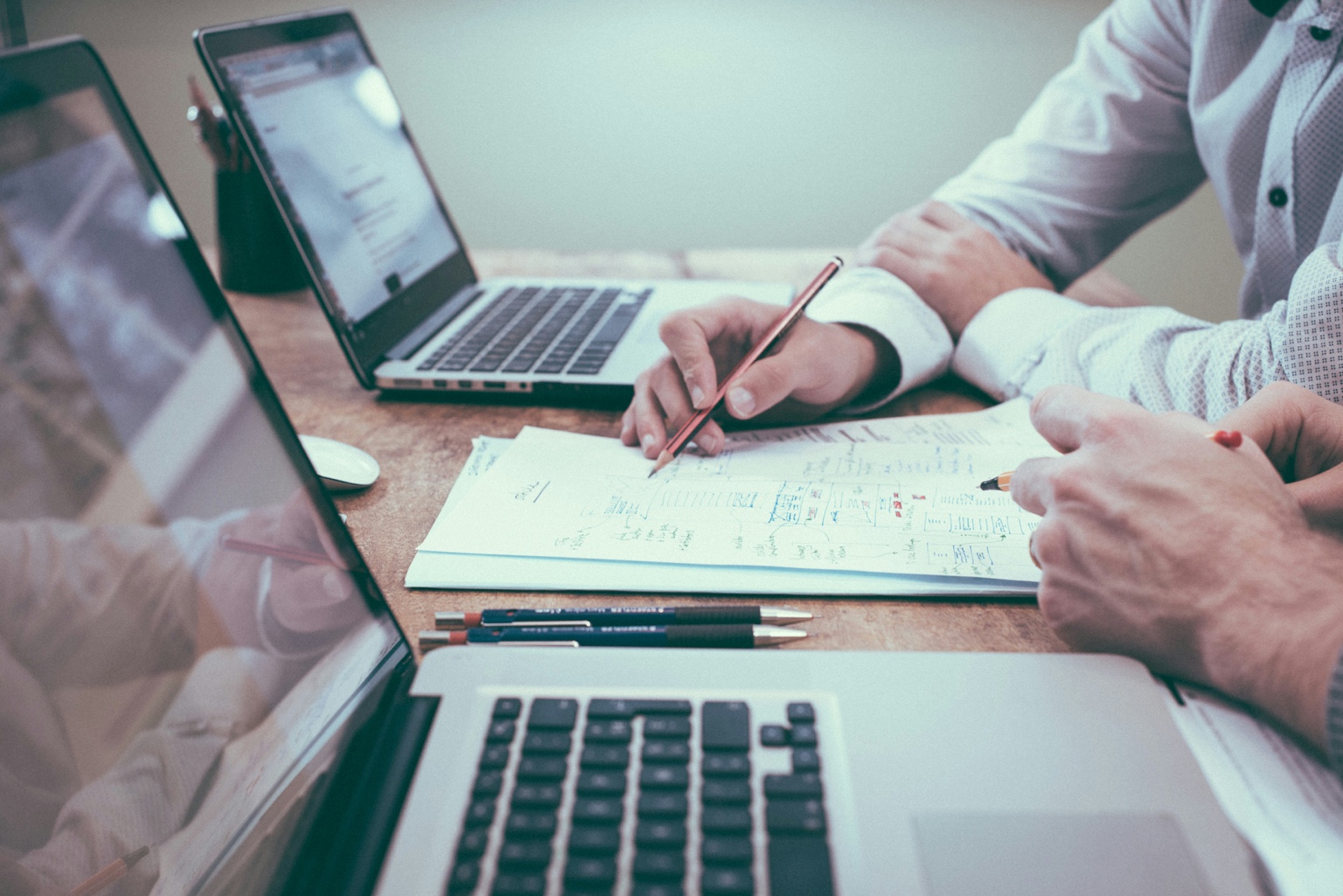 Business consultation at a table